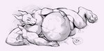 abdominal_bulge anthro anthro_pred balls belly biceps big_belly bodily_fluids claws digestion duo erection fangs fully_inside genitals goo_drip grin horn larger_anthro larger_pred lounging lying male male_pred male_prey muscular muscular_anthro muscular_male nude on_side oral_vore paws pecs penile_spines penis relaxing same_size_vore simple_background size_difference slime smile solo_focus spiked_tail spikes spikes_(anatomy) tail teeth vore kinkaxa mythology devourer_(razor_koopa) kink_(kinkaxa) dragon goo_creature goo_dragon mythological_creature mythological_scalie scalie digital_media_(artwork) hi_res sketch