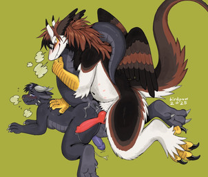 2_horns 6_nipples animal_genitalia animal_penis anthro anthro_on_anthro anthro_on_bottom anthro_on_top anus arm_tuft belly_nipples big_anus black_body black_claws black_feathers black_tail black_wings blush bodily_fluids breath brown_body brown_eyes brown_feathers brown_fur brown_hair brown_tail brown_wings butt canine_genitalia canine_penis cheek_spikes claws countershading cum cum_drip cum_from_ass cum_in_ass cum_inside cum_on_butt dripping duo elbow_tuft erection facial_piercing facial_spikes fangs feathers feet fur genital_fluids genitals glans green_background grey_body grey_claws grey_ears grey_horn grey_inner_ear grey_scales grey_sclera grey_spikes grey_tail hair horn knot looking_at_another lying male male/male male_on_bottom male_on_top multi_nipple navel nipples nose_piercing nose_ring nude_anthro nude_male on_bottom on_front on_top penis piercing precum purple_eyes purple_glans purple_penis ring_piercing scales sex simple_background smile spikes spikes_(anatomy) tail tail_grab talons teeth toes tuft wavy_mouth white_body white_countershading white_tail wings birdpaw_(artist) mythology fursona_(birdpaw) dragon feathered_dragon feathered_scalie furred_dragon furred_scalie kobold mythological_creature mythological_scalie scalie 2025 digital_drawing_(artwork) digital_media_(artwork) hi_res