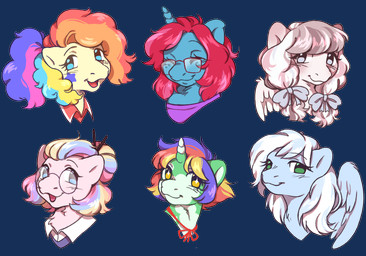 ambiguous_form bangs black_eyewear black_glasses blonde_mane blue_eyes blue_horn blue_mane blue_markings blue_wings blush blush_lines brown_mane cheek_markings chopsticks chopsticks_in_hair closed_smile clothing curled_mane eyebrow_through_hair eyebrows eyes_closed eyewear facial_markings feathered_wings feathers female freckled_face freckles fur glasses green_body green_eyes green_fur grey_bow grey_mane group hair hair_bun happy head_markings horn light long_mane looking_at_viewer mane markings mouth_closed multicolored_mane no_pupils open_mouth open_smile pink_body pink_fur pink_mane pink_tongue ponytail pupils purple_clothing purple_topwear red_bow red_clothing red_mane red_tongue red_topwear round_glasses shirt short_mane simple_background smile smiling_at_viewer star_(marking) star_pupils thin_eyebrows tongue topwear translucent translucent_hair transparent_background unicorn_horn white_clothing white_pupils white_shirt white_topwear wings yellow_body yellow_eyes yellow_fur cabysoft art_fight hasbro my_little_pony mythology disco_wish fan_character glitter_(kaylees-art) odette_(pupprino) rainmist sketch_book_(pink-pone) sketchy_paws earth_pony equid equine horse mammal mythological_creature mythological_equine pegasus pony unicorn 10:7 2022 alpha_channel cel_shading digital_drawing_(artwork) digital_media_(artwork) english_description hi_res lighting multiple_images shaded