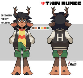 anthro black_hair brown_body brown_fur clothing female fur hair hooves horn shirt solo text topwear yellow_clothing yellow_shirt yellow_topwear akanemnon deltarune undertale_(series) dess_holiday deer mammal new_world_deer reindeer 2025 hi_res