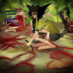 ambiguous_gender anthro blood bodily_fluids death expressive female forest gore guts insane intestines male organs plant playground snuff solo tree what plaksapisya domestic_cat felid feline felis mammal 1:1