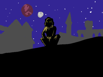 anthro dark female moon night outside sky solo star starry_sky soadreqm bethesda_game_studios microsoft oblivion prequel_adventure the_elder_scrolls katia_managan felid khajiit mammal 2011 4:3
