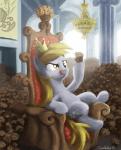 2013 blonde_hair cannibalus chandelier crown cutie_mark derp_eyes derpy_hooves_(mlp) equine female food friendship_is_magic gold hair horse mammal muffin my_little_pony pegasus pillar pony sitting solo throne tongue tongue_out wings yellow_eyes
Rating: Safe
Score: 12
User: 2DUK
Date: December 23, 2013