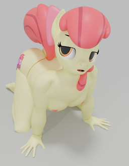 all_fours anthro anthrofied barefoot bow_ribbon clothed clothing crawling feet female flat_chested loli looking_away nipples panties solo thong topless underwear young young_female daemont92 friendship_is_magic hasbro my_little_pony apple_bloom_(mlp) equid equine horse mammal pony 3d_(artwork) absurd_res blender_(artwork) digital_media_(artwork) hi_res