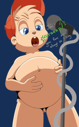 anthro blue_eyes brown_nose burping clothing dialogue electronics fur hand_on_belly hat headgear headwear male microphone navel nude onomatopoeia open_mouth simple_background solo sound_effects tan_body tan_fur text transparent_background vore young foxkai alvin_and_the_chipmunks alvin_seville chipmunk ground_squirrel mammal rodent sciurid absurd_res alpha_channel hi_res