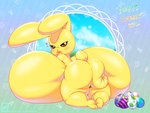 anthro big_breasts big_butt breasts butt candy dessert egg female food happy_easter holidays huge_breasts hyper hyper_breasts lips marshmallow presenting presenting_hindquarters solo walter_sache easter peeps lagomorph leporid mammal rabbit absurd_res hi_res