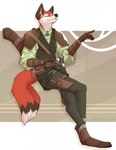 5_fingers anthro clothed clothing fingers male smile solo firetally canid canine fox mammal 2022 digital_media_(artwork) hi_res