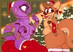 anthro big_breasts big_butt breasts butt duo female holidays mature_female postcard afro_chan332 christmas kangaroo macropod mammal marsupial reptile scalie snake absurd_res hi_res