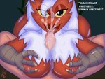 anthro areola big_breasts bodily_fluids breast_play breast_squish breasts butt cum cum_in_mouth cum_inside cum_on_face duo faceless_character faceless_male fellatio female genital_fluids looking_at_viewer male male/female nipples oral penile red_areola red_nipples sex squish titfuck pixelt nintendo pokemon blaziken generation_3_pokemon pokemon_(species) 4:3 absurd_res hi_res
