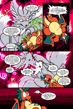 2_horns 4_panel_comic ambiguous_gender balloon balloon_with_face belly biped black_nose black_text claws clenched_teeth dialogue dipstick_tail duo ellipsis exclamation_point eyebrows finger_claws fur green_eyes green_text grey_body horn inflatable jewelry larger_ambiguous looking_at_another lying markings motion_lines multi_tail neck_tuft on_back on_ground open_mouth open_smile orange_body page_number paws pendant pupils quadruped red_tail_tip sharp_teeth sitting size_difference slit_pupils smaller_ambiguous smile sound_effects speech_bubble tail tail_markings talking_to_another teeth text toe_claws tongue toony tuft white_body white_fur white_sclera wings yellow_eyes virmir mythology roko_kirihoko saida suzocon animate_inanimate canid canine dragon fox fox_spirit living_inflatable mammal mythological_creature mythological_scalie scalie 2026 2:3 absurd_res comic english_text hi_res female_(lore) male_(lore)