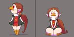 adolescent beak black_clothing black_shirt black_topwear brown_hair clothing female grey_background hair humanoid_pointy_ears looking_at_viewer pointy_ears ponytail red_eyes robe shirt simple_background sitting smile smug solo thick_thighs topwear wide_hips young fupoo nintendo the_legend_of_zelda wind_waker medli animal_humanoid avian avian_humanoid humanoid rito rito_humanoid 2:1 hi_res