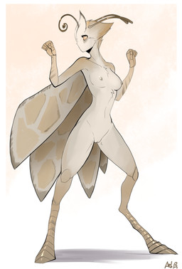 antennae_(anatomy) anthro breasts chest_tuft digitigrade female mouthless nipples non-mammal_breasts nude simple_background solo tuft wings arbuzbudesh arthropod insect lepidopteran moth