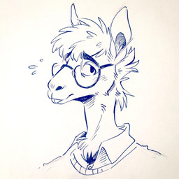 anthro clothed clothing eyewear glasses hair solo jeniak camelid llama mammal 1:1 2015 digital_media_(artwork)