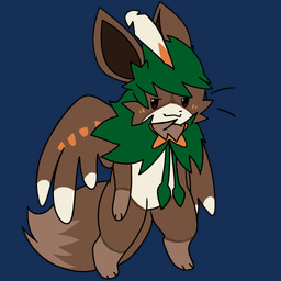 anthro male solo standing wings colbydoodles nintendo pokemon jacky_the_eevee_(colbydoodles) decidueye eevee generation_1_pokemon generation_7_pokemon hybrid pokemon_(species) absurd_res hi_res