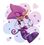 5_fingers anthro biped clothed clothing eyes_closed fingers flower footwear gloves handwear holding_flower holding_object holding_rose horn male plant purple_body purple_skin purple_tail rose_(flower) shoes simple_background solo tail macarena_vizuete sega sonic_the_hedgehog_(series) the_murder_of_sonic_the_hedgehog espio_the_chameleon chameleon lizard reptile scalie 2023 clip_studio_paint_(artwork) dated digital_media_(artwork) full-length_portrait hi_res portrait signature