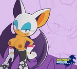 absurd_res alternate_costume anthro bat big_breasts blue_eyes blue_eyeshadow bottomwear breasts clothed clothing eyeshadow female fur gloves handwear hi_res makeup mammal monke_brush nipples on_model pants rouge_the_bat sega solo sonic_the_hedgehog_(series) thick_thighs topless white_body white_fur wide_hips wings