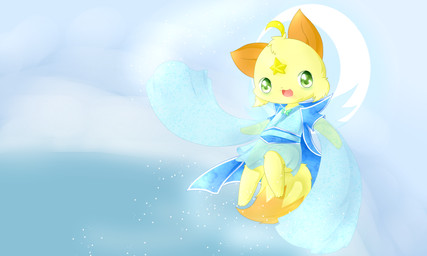 anthro blue_clothing blue_dress clothing detailed_background dress female flying fur kemono open_mouth open_smile sea smile solo water yellow_body yellow_fur deaic yuexiaoxin_(deaic) canid canine fox mammal 2015 5:3 absurd_res hi_res