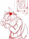 abs anthro biped electronics flirting holding_object holding_phone muscular muscular_anthro phone solo texting juandelcoyote.inc seth_(123done4) canid canine mammal absurd_res hi_res