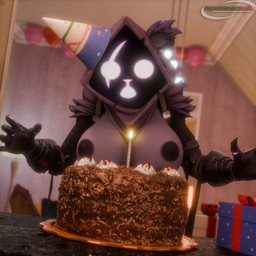 armor birthday birthday_cake breasts cake candle clothing dessert female food furniture gauntlets gift gloves handwear hat headgear headwear inside party_hat solo surprised table marianokun s1nnerfox_(modeler) blender_cycles epic_games fortnite raven_team_leader bear mammal 1:1 3d_(artwork) absurd_res blender_(artwork) digital_media_(artwork) hi_res
