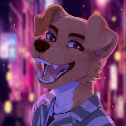 anthro blurred_background brown_eyes cheek_tuft clothed clothing detailed_background facial_tuft fangs floppy_ears fur glistening glistening_eyes grey_clothing grey_topwear happy jewelry looking_at_viewer male necklace open_mouth open_smile orange_body orange_fur pattern_clothing pattern_topwear pupils smile solo striped_clothing striped_topwear stripes teeth three-quarter_view topwear tuft unsigned white_body white_clothing white_fur white_pupils white_topwear corzh77 canid canine canis domestic_dog mammal 1:1 absurd_res bust_portrait detailed hi_res icon portrait