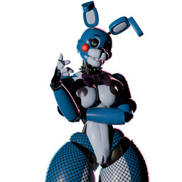 4_fingers anthro areola bare_shoulders big_breasts black_areola black_clothing black_fingerless_gloves black_gloves black_handwear black_nipples black_shirt black_topwear blue_body bow_tie bracelet breasts buckteeth butt butt_from_the_front clothed clothing collar crossgender eyelashes female fingerless_gloves fingers genitals glistening glistening_body gloves green_eyes handwear jewelry looking_at_viewer machine mtf_crossgender nipples off_shoulder one_eye_closed purple_bow_tie purple_eyelids shirt shirt_up simple_background soft_abs solo spiked_bracelet spiked_collar spikes standing teeth thick_thighs topwear vulva white_background wide_hips atumalaca atumalaca_(modeler) five_nights_at_freddy's five_nights_at_freddy's_2 scottgames toy_bonnie_(fnaf) animatronic lagomorph leporid mammal rabbit robot robot_anthro 2025 3d_(artwork) digital_media_(artwork)