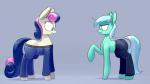 bottomwear clothed clothing duo female feral frown grey_background hair horn multicolored_hair pants simple_background standing two_tone_hair underpable friendship_is_magic hasbro if_a_dog_wore_pants my_little_pony mythology bonbon_(mlp) lyra_heartstrings_(mlp) earth_pony equid equine horse mammal mythological_creature mythological_equine pony unicorn 16:9 2016 hi_res meme widescreen