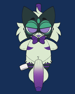 anthro balls big_balls big_penis bleh bow_tie doll dollification eyewear genitals glasses huge_penis keychain male penis purple_penis round_glasses smug smug_face solo tongue tongue_out blue_in_den nintendo pokemon stefan_(stefan_bestus) generation_9_pokemon meowscarada pokemon_(species)