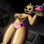 anthro areola beakless big_breasts black_eyes breasts brown_areola brown_nipples clothing empty_eyes female head_feathers head_tuft holding_plate machine nipples panties pink_clothing pink_panties pink_underwear rosy_cheeks smile solo thick_thighs tuft underwear wide_hips yellow_body ganmakurel five_nights_at_freddy's five_nights_at_freddy's_2 scottgames cupcake_(fnaf) toy_chica_(fnaf) animatronic avian bird chicken galliform gallus_(genus) phasianid robot 1:1 2023 absurd_res digital_media_(artwork) hi_res