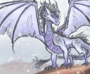 color_sketch feral gift ice snow wings vandclash mythology dragon mythological_creature mythological_scalie reptile scalie snow_dragon colored_sketch hi_res sketch