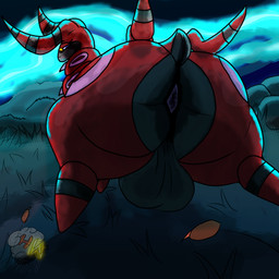 anus balls big_balls big_butt blue_eyes butt cat_tail feral genitals glowing glowing_background grass huge_balls huge_butt looking_back male plant raised_leg rock small_tail solo standing tail thick_thighs yellow_sclera hurricane_weaver nintendo pokemon generation_5_pokemon pokemon_(species) scolipede 1:1 absurd_res hi_res