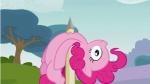 blue_eyes body_on_stake cloud cutie_mark detailed_background female fur hair humor impalement outside pink_body pink_fur pink_hair plant pole sky solo text tree what dtkraus friendship_is_magic hasbro my_little_pony pinkie_pie_(mlp) earth_pony equid equine horse mammal pony 2d_animation animated digital_media_(artwork) english_text low_res short_playtime subtle_animation