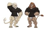 blush bulge clothing duo looking_at_viewer male muscular muscular_male underwear tk_kheel artaxes leolex felid lion mammal pantherine absurd_res hi_res