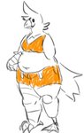 2_missing_limbs amputee anthro bandage breasts disability double_amputee feathers female missing_arm missing_leg navel non-mammal_breasts overweight overweight_anthro overweight_female prosthetic prosthetic_leg prosthetic_limb solo tail tail_feathers cfoxblu avian bird sketch