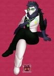 clothing sassy sitting smile solo suit suit_and_tie maaudaan_tg deltarune undertale_(series) swatch_(deltarune) avian swatchling absurd_res hi_res