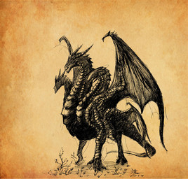 3_heads ambiguous_gender feral horn membrane_(anatomy) membranous_wings multi_head solo tail wings unknown_artist mythology dragon mythological_creature mythological_scalie scalie 2012 monochrome source_request