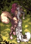 4_toes 5_fingers anthro areola breasts brown_hair butt day detailed_background duo feet female female/female fingers grass hair kissing nipples nude outside plant toes bastika alexandra_(baronvondrachen) felid mammal pantherine snow_leopard 2021 digital_media_(artwork) hi_res