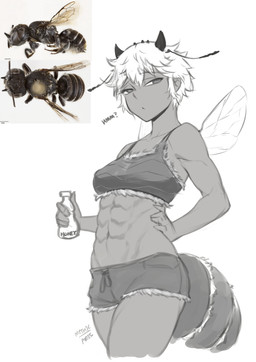 abs antennae_(anatomy) arthropod_abdomen athletic athletic_female black_body black_exoskeleton black_horn bottle bottomwear bra breasts clothing compound_eyes container exoskeleton female feral food hair honey_(food) horn hotpants monotone_body photo_reference pupils short_hair shorts side_eye simple_background small_breasts solo sports_bra text translucent translucent_wings underwear unusual_pupils white_background white_hair white_sclera wings myth1carts real_world animal_humanoid arthropod arthropod_humanoid bee bee_humanoid humanoid hymenopteran hymenopteran_humanoid insect insect_humanoid leafcutter_bee leafcutter_bee_humanoid lucifer_bee lucifer_bee_humanoid 2025 absurd_res artist_name hi_res monochrome photography_(artwork) reference_image signature