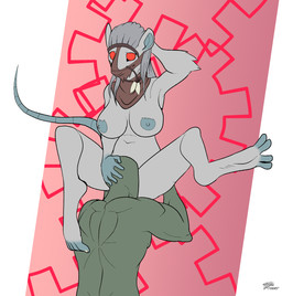 anthro big_breasts breasts cunnilingus digitigrade duo faceless_character faceless_male female female_on_human front_view fur grey_body grey_fur hand_behind_head hand_on_head human_on_anthro interspecies lying male male/female male_on_anthro mask muscular muscular_male nipples no_pupils on_back oral red_eyes sex spread_legs spreading vaginal fourssss hasbro magic:_the_gathering wizards_of_the_coast anon ink-eyes human mammal murid murine nezumi_(magic:_the_gathering) rat rodent hi_res