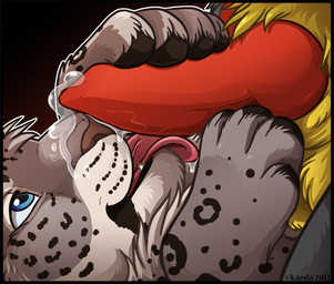 ambiguous_gender animal_genitalia animal_penis anthro blue_eyes bodily_fluids canine_genitalia canine_penis close-up duo erection fellatio fur genital_fluids genitals grey_body grey_fur knot leopard_spots licking male nude oral pawpads paws penile penis penis_lick precum sex spots tongue tongue_out etuix felid mammal pantherine snow_leopard 2013 dated