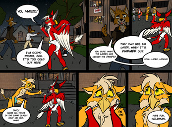 adolescent ageplay anthro bottomwear boxer_briefs boxers_(clothing) briefs clean_diaper clothed clothing dialogue diaper forced group hazing humiliation infantilism male public public_exposure red_body roleplay school shorts text underwear young young_anthro young_male racketraccoon mythology codyferra avian bird canid canine canis domestic_dog felid feline fox gryphon lion mammal mythological_avian mythological_creature pantherine comic english_text hi_res