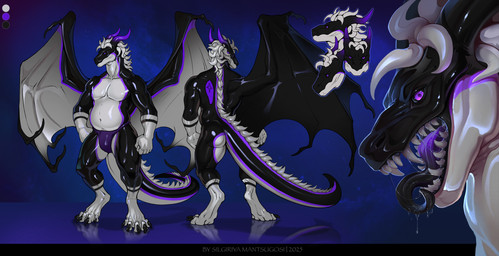 anthro biped bulge butt claws clothed clothed_anthro clothed_male clothing feet fingers front_view hair horn male nude nude_anthro nude_male rear_view solo standing tail toes wings silgiriya_mantsugosi mythology dragon mythological_creature mythological_scalie scalie 2026 digital_drawing_(artwork) digital_media_(artwork) hi_res model_sheet