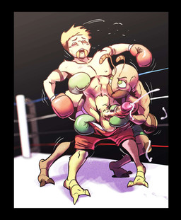 2_toes 4_arms antennae_(anatomy) anthro arthropod_abdomen balls barefoot black_border bodily_fluids border bottomwear bottomwear_down boxing boxing_gloves bruised bruised_eye clothed clothing cum cum_on_penis cumshot duo ejaculation erection feet fight fighting_ring genital_fluids genitals glans handjob handwear humanoid_genitalia humanoid_penis male male/male mandibles multi_arm multi_eye multi_limb pants pants_down partially_clothed penile penis pink_glans sex sport sweat tan_balls tan_body tan_penis toes wounded chirasul anthony_(zuzu) phiddy_jumper ant arachnid araneomorph arthropod hymenopteran insect jumping_spider spider hi_res