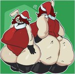 anthro big_breasts big_butt breasts butt choker christmas_clothing christmas_headwear clothing female freckles front_view gloves handwear hat headgear headwear holidays huge_breasts huge_butt jewelry legwear leotard looking_down necklace rear_view santa_hat slightly_chubby slightly_chubby_female solo thick_thighs thigh_highs wide_hips chubbybunns mooncheese christmas meg_(chubbybunns) lagomorph leporid mammal rabbit 2021 hi_res