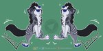 anthro black_hair black_tail blue_nose blue_tongue ears_back eyes_closed fangs featureless_crotch fur grey_body grey_fur hair happy jumping male nude open_mouth open_smile pivoted_ears smile solo spotted_arms striped_legs tail teeth tongue white_body white_fur thecluelessfox sebastian_(verne_nicolaio) hyena mammal 2:1 hi_res