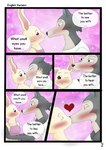 anthro blush duo female flirting kissing larger_male love male male/female size_difference smaller_female smile text hatakeclarissarts beastars haru_(beastars) legoshi_(beastars) canid canine canis domestic_rabbit dwarf_rabbit lagomorph leporid mammal oryctolagus rabbit wolf comic digital_drawing_(artwork) digital_media_(artwork) english_text hi_res