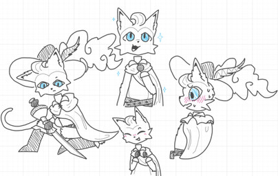 anthro belt black_nose blue_eyes blush cloak clothing eyes_closed fur gloves handwear happy hat head_tuft headgear headwear looking_up male melee_weapon multiple_poses pose solo sparkles sword tail tuft weapon white_body white_fur nobuddy ponos_corp. the_battle_cats d'artanyan_(the_battle_cats) domestic_cat felid feline felis mammal digital_media_(artwork) hi_res sketch whiteboard_fox_(artwork)