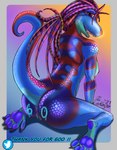 anthro female markings paint raised_tail sapphire_(tokaga) scales solo tail tokaga gecko iguana iguanid lizard reptile scalie hi_res