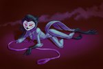 anthro erotic_play leash male nude red_eyes simple_background smile solo submissive darkhazecat helluva_boss stolas_(helluva_boss) avian bird demon owl owl_demon digital_drawing_(artwork) digital_media_(artwork) hi_res