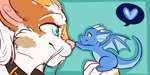 anthro duo feral horn membrane_(anatomy) membranous_wings side_view size_difference smile wings strawberryneko mythology hida dragon felid feline mammal mythological_creature mythological_scalie scalie 2:1