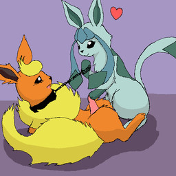 :3 blue_body blue_fur chain collar dominant duo erection eyelashes feral fur genitals heart_symbol male open_mouth orange_body orange_fur penis purple_background simple_background smile chinchilla_(artist) nintendo pokemon eeveelution flareon generation_1_pokemon generation_4_pokemon glaceon pokemon_(species) 1:1 2007 aliasing digital_media_(artwork) oekaki